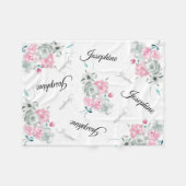 Niedlicher rosa Wasserfarben Blumengebirgsname Fleecedecke (Vorderseite (Horizontal))