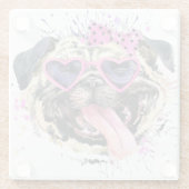 Niedlicher rosa Watercolor-Mops Glasuntersetzer (Rückseite)