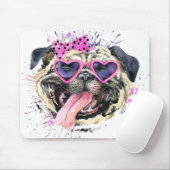 Niedlicher rosa Watercolor-Mops Mousepad (Mit Mouse)