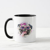 Niedlicher rosa Watercolor-Mops Tasse (Links)