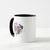 Niedlicher rosa Watercolor-Mops Tasse (Vorderseite Links)