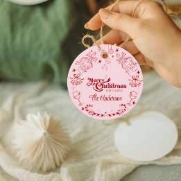 Niedlicher, rosa Weihnachtsbaum Geschenkanhänger