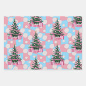 Niedlicher Rosa Weihnachtsbaum Geschenkpapier Set (Vorderseite 3)