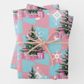 Niedlicher Rosa Weihnachtsbaum Geschenkpapier Set (Beispiel)