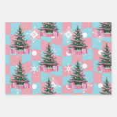 Niedlicher Rosa Weihnachtsbaum Geschenkpapier Set (Vorderseite)