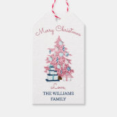 Niedlicher Rosa Weihnachtsbaum Retro Urlaub Geschenkanhänger (Vorderseite)