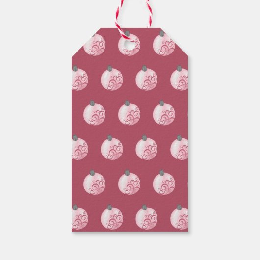 Niedlicher Rosa Weihnachtsbaum Retro Urlaub Geschenkanhänger (Rückseite)