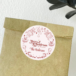 Niedlicher, rosa Weihnachtsbaum Runder Aufkleber