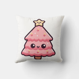 Niedlicher, rosa Weihnachtsbaumcharakter Kissen