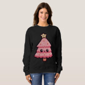Niedlicher, rosa Weihnachtsbaumcharakter Sweatshirt (Vorne ganz)