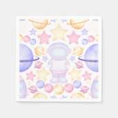 Niedlicher Rosa Weltraummädchen Astronaut Serviette (Vorderseite)