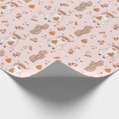 Niedlicher rosa Western Halloween Hochland Kuh Kak Geschenkpapier (Ecke)