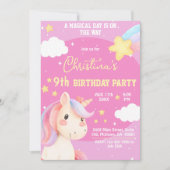 Niedlicher rosa Zauberstern des modernen Einhorns  Einladung (Vorderseite)
