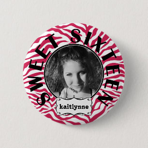 Niedlicher rosa Zebra-Bonbon-16. Button