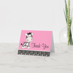 Niedlicher rosa Zebra danken Ihnen Karten