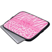 Niedlicher rosa Zebra-Leopard-Tierdruck und Girly Laptopschutzhülle (Vorne Knopf)