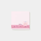 Niedlicher, rosafarbener Bär mit Band Post-it Klebezettel (Vorderseite)