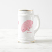 Niedlicher rosafarbener kardialer Cartoon Bierglas (VorderseiteRechts)