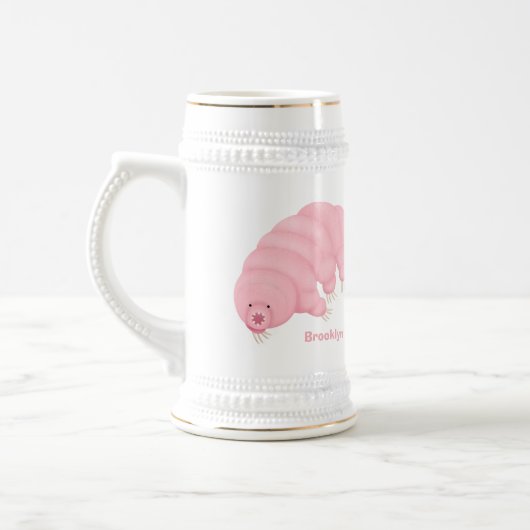 Niedlicher rosafarbener kardialer Cartoon Bierglas (Links)