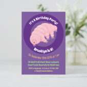 Niedlicher rosafarbener kardialer Cartoon Einladung (Stehend Vorderseite)