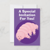 Niedlicher rosafarbener kardialer Cartoon Einladung (Rückseite)