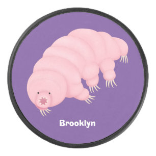 Niedlicher rosafarbener kardialer Cartoon Eishockey Puck