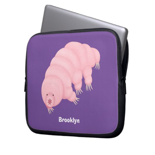 Niedlicher rosafarbener kardialer Cartoon Laptopschutzhülle (Vorderseite Links)