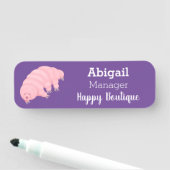 Niedlicher rosafarbener kardialer Cartoon Namensschild (Beispiel)