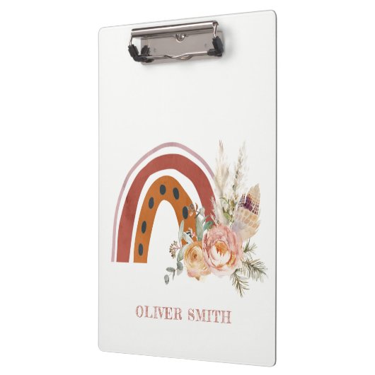 Niedlicher Rost Orange Boho Bläsernbogen Farbe Was Klemmbrett (Links)