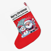 Niedlicher rot-weißer Weihnachtsmann und Schneeman Großer Weihnachtsstrumpf (Rückseite (Hängend))