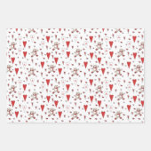 Niedlicher Rotbär- und Weißteddybär und HerzValent Geschenkpapier Set (Vorderseite)