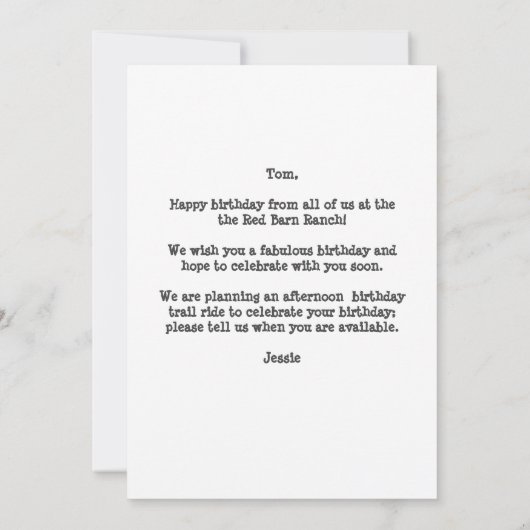 Niedlicher Rotbarn Zeichne Personalisierten Glückw (Rückseite)