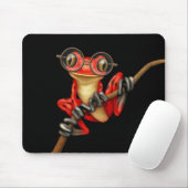 Niedlicher roter Baum-Frosch mit Augen-Gläsern auf Mousepad (Mit Mouse)