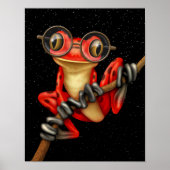 Niedlicher Roter Baumfrosch mit Brille mit Sternen Poster (Vorne)