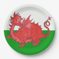 Niedlicher roter Drache auf grünes und