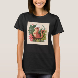 Niedlicher Roter Drache im Gartenwald T-Shirt