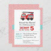 Niedlicher Roter Feuerwehrwagen Einladung zur Gebu (Vorne/Hinten)