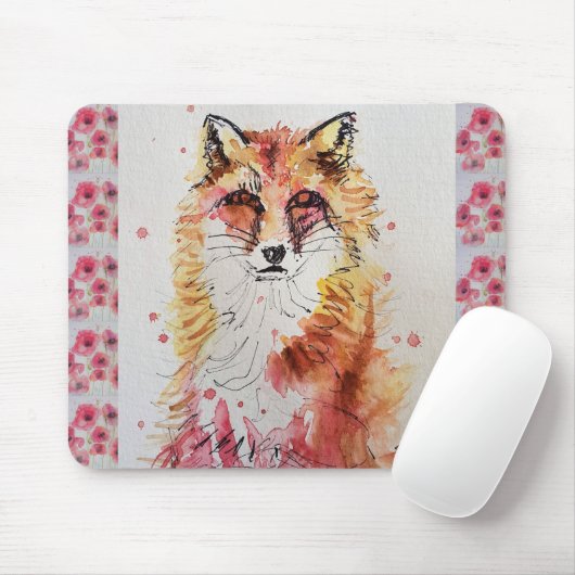 Niedlicher Roter Fox Aquarellmousse Mat Mohn Mousepad (Mit Mouse)