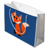 Niedlicher roter Fox-Cartoon Große Geschenktüte (Rückseite Schrägansicht)