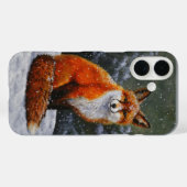 Niedlicher roter Fox in fallendem Schnee Case-Mate iPhone Hülle (Rückseite (Horizontal))