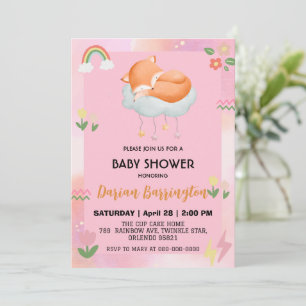 Niedlicher Roter Fuchs Blume Ballon Babydusche Par Einladung