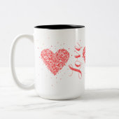Niedlicher Roter Glitzer - Herz und Liebe Zweifarbige Tasse (Links)