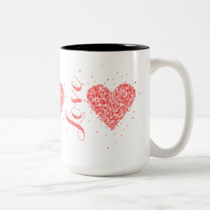 Niedlicher Roter Glitzer - Herz und Liebe Zweifarbige Tasse