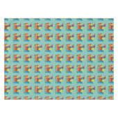 Niedlicher, roter Kardinal eröffnet ein blaues Ges Tischdecke (Vorderseite (Horizontal))