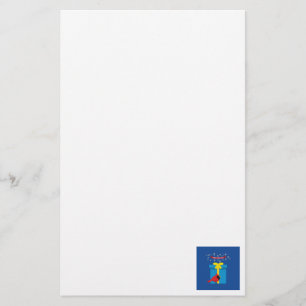 Niedlicher roter Kardinal mit blauem Geschenk Briefpapier