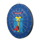 Niedlicher roter Kardinal mit blauem Geschenk Dartscheibe (Vorderseite rechts)
