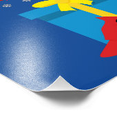 Niedlicher roter Kardinal mit blauem Geschenk Fotodruck (Ecke)
