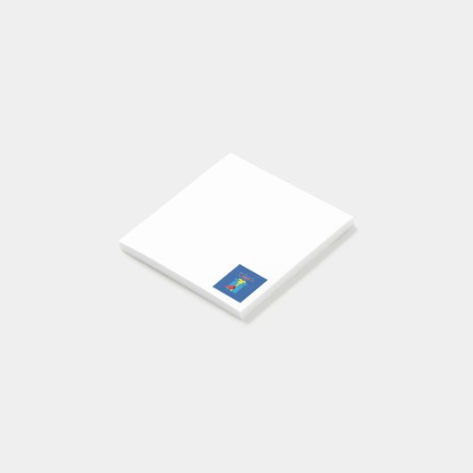 Niedlicher roter Kardinal mit blauem Geschenk Post-it Klebezettel (angewinkelt)
