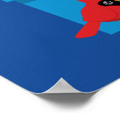 Niedlicher roter Kardinal mit blauem Geschenk Poster (Ecke)