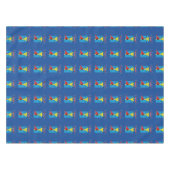 Niedlicher roter Kardinal mit blauem Geschenk Tischdecke (Vorderseite (Horizontal))